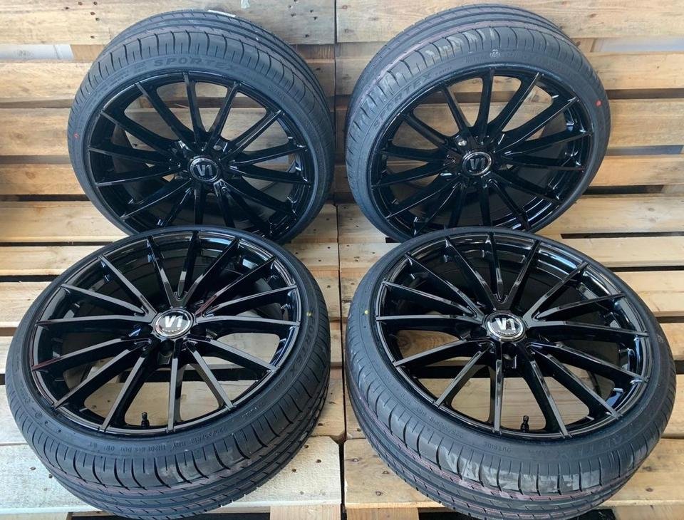 V1 Wheels V2 Kompletträder 19 Zoll Schwarz 225/35 19 für Audi A4 8D B5 8E 8H B6 B7 TT 8J 8S Mercedes E Klasse Coupe W207 SLK SLC W172 VW Passat 3B 3BG 3C B7 Scirocco Seat Exeo…