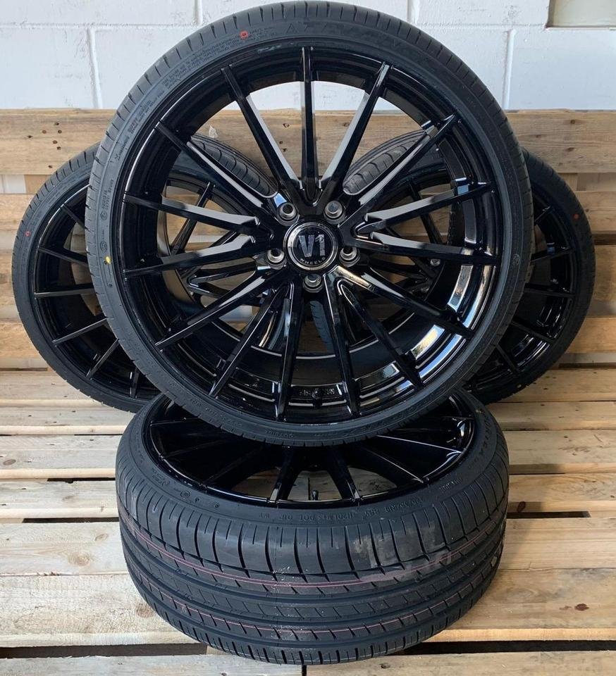V1 Wheels V2 Kompletträder 19 Zoll Schwarz 245/35 19 für Audi A4 B8 8K A5 B8 8K A6 4F Allwetterreifen Ganzjahresreifen 5/112 Mercedes CLS218 E Klasse W211 VW Sharan 7N Seat…