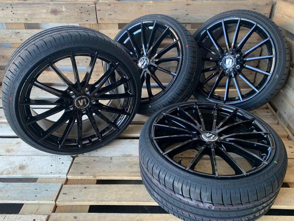 ⭐ V1 Wheels V2 ⭐ Kompletträder 225/35 19 Zoll Schwarz Allwetterreifen Ganzjahr für Audi A3 8V 8P GY S3 TT 8J 8S S Line Seat Altea Toledo Leon 1P 5F KL Cupra Skoda Octavia 1Z 5E…