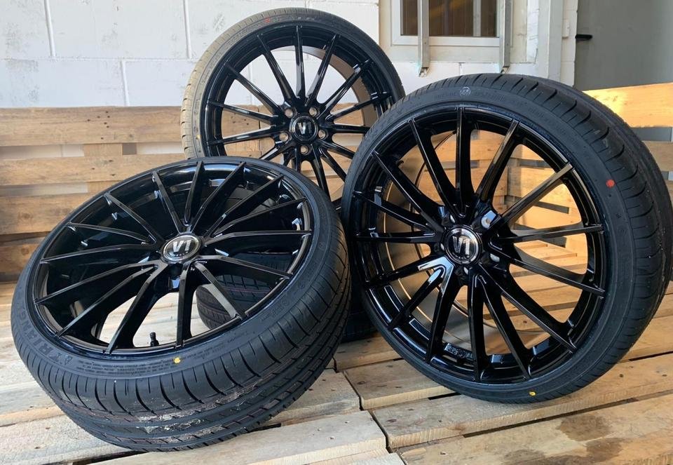 ⭐ V1 Wheels V2 ⭐ Kompletträder 225/35 19 Zoll Schwarz Felgen Sommer Winter Reifen für Audi A3 8V 8P 8Y S3 TT 8J 8S S Line Seat Altea Toledo Leon 1P 5F KL Cupra Skoda Octavia 1Z…