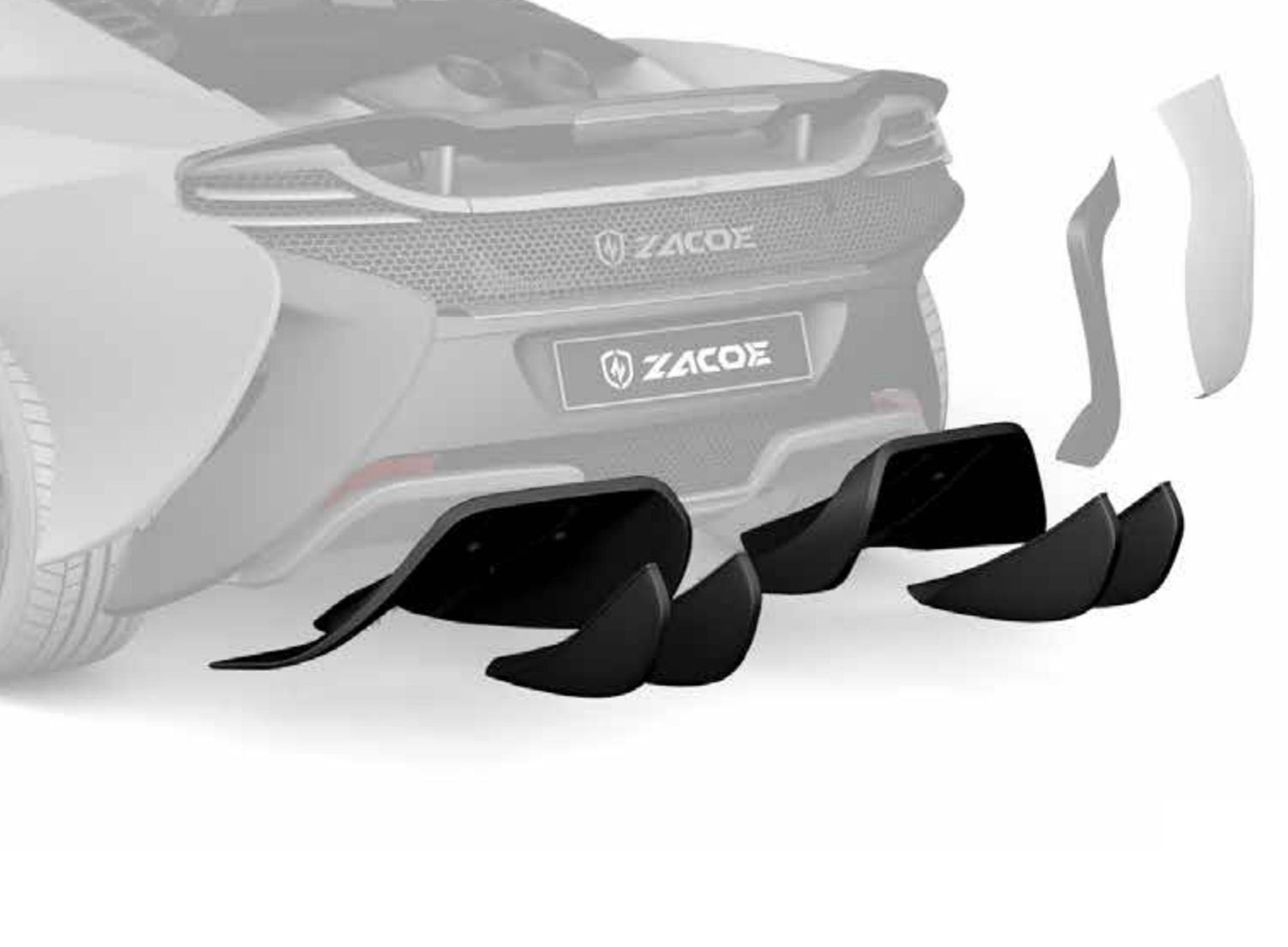 ZACOE Carbon Fiber Lower Rear Diffuser with Blade Set for McLaren 12C / 650S